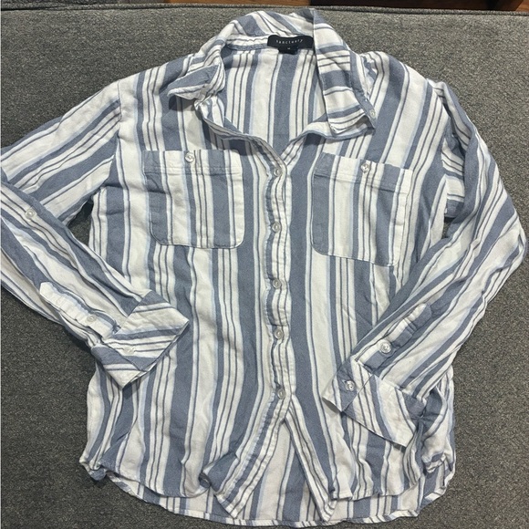 Sanctuary Women’s  Casual Blue and White Striped Shirt Size M - Picture 1 of 6